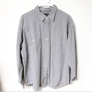 Abercrombie & Fitch 100% Cotton Blue/White Plaid Button Down Shirt‎ Size Large